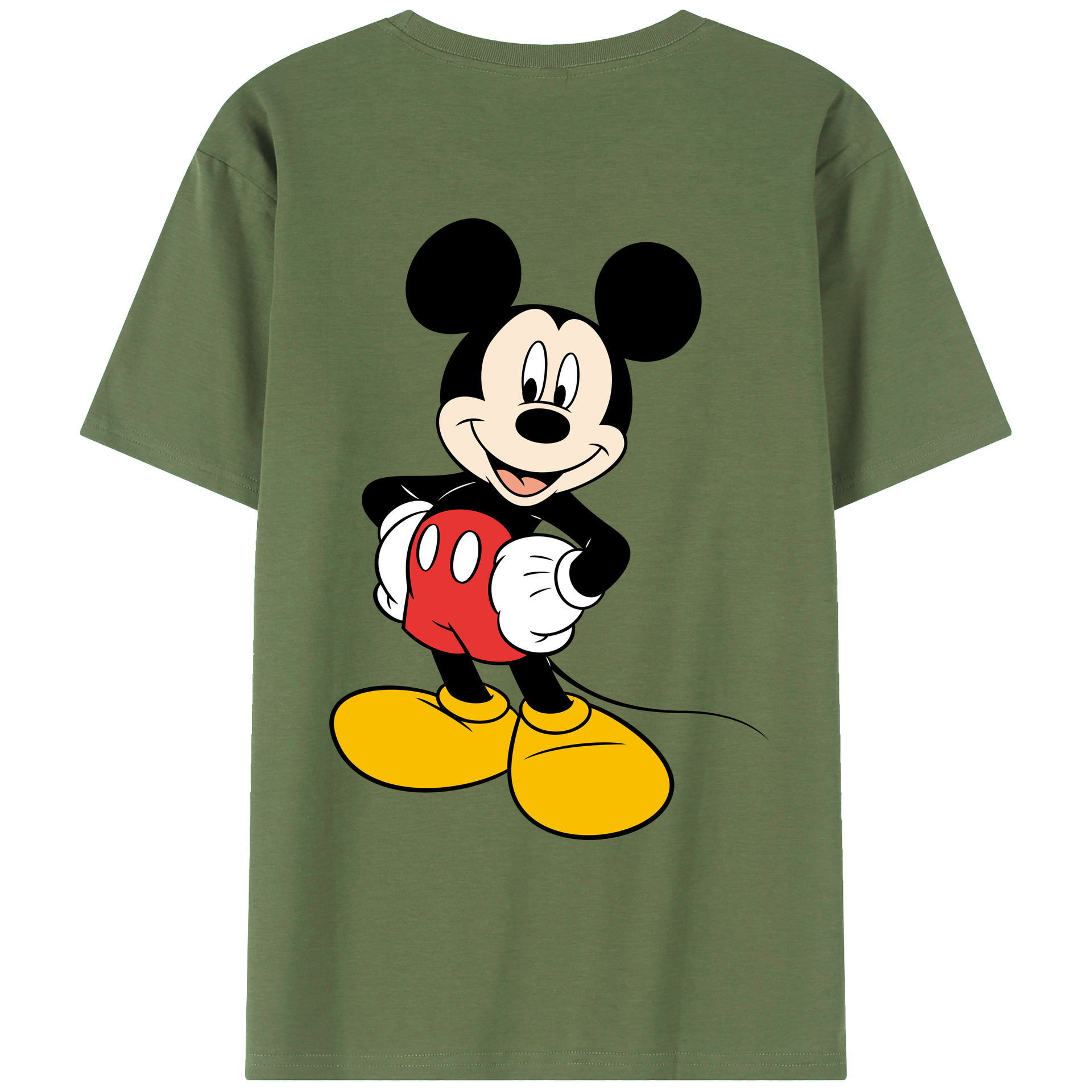 ミッキーマウス Mickey Mouse 綿100％ メンズ半袖Tシャツ（バックプリント） 通気性